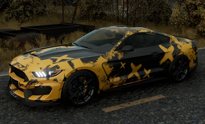 Mallcas™ Black Yellow Ink Splash Custom Printed Vinyl Wrap