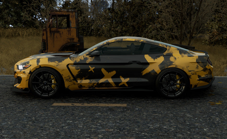 Mallcas™ Black Yellow Ink Splash Custom Printed Vinyl Wrap