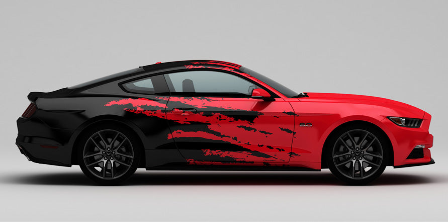 Mallcas™ Black Red Ink Splash Custom Printed Vinyl Wrap