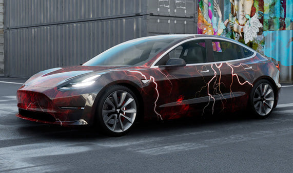 Mallcas™ Black Red Lightning Custom Printed Vinyl Wrap