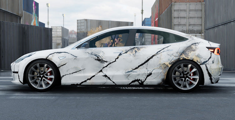 Mallcas™ Black White Marble Custom Printed Vinyl Wrap