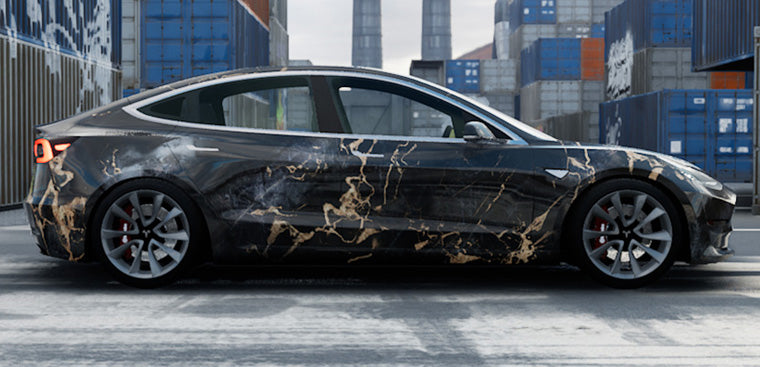 Mallcas™ Black White Marble Custom Printed Vinyl Wrap
