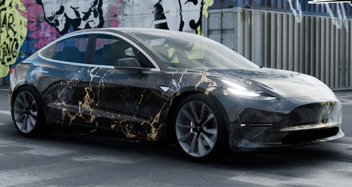 Mallcas™ Black White Marble Custom Printed Vinyl Wrap