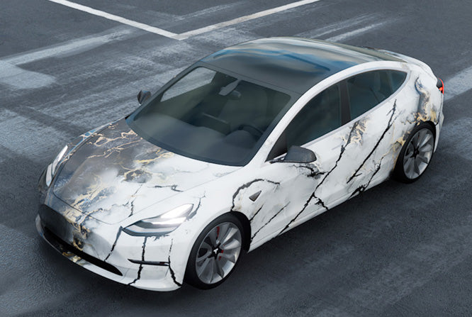 Mallcas™ Black White Marble Custom Printed Vinyl Wrap