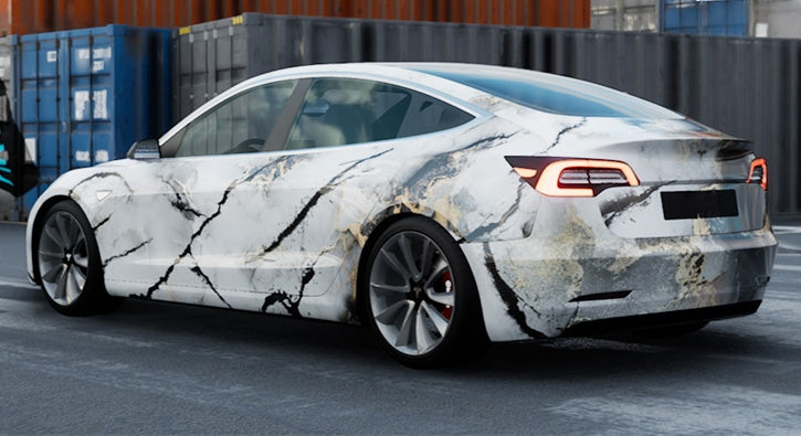 Mallcas™ Black White Marble Custom Printed Vinyl Wrap