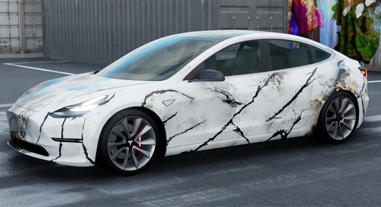 Mallcas™ Black White Marble Custom Printed Vinyl Wrap
