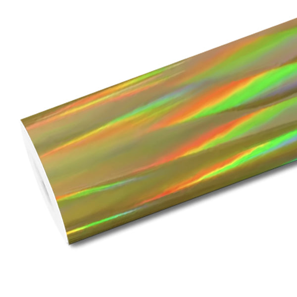 Mallcas™ Holographic Chrome Gold Vinyl Wrap (PET Liner)