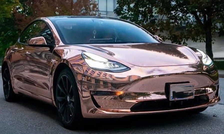 Mallcas™ Mirror Chrome Rose Gold Vinyl Wrap (PET Liner)