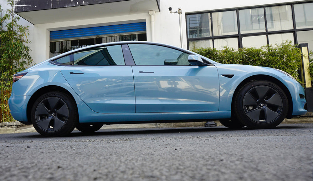 Mallcas™ Glossy Metallic Ice Blue Vinyl Wrap