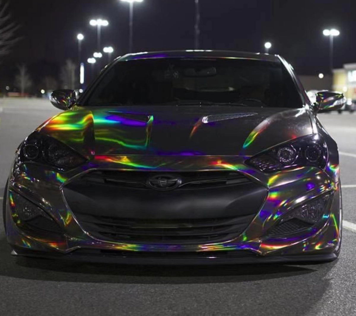 Mallcas™ Holographic Chrome Black Vinyl wrap (PET Liner)