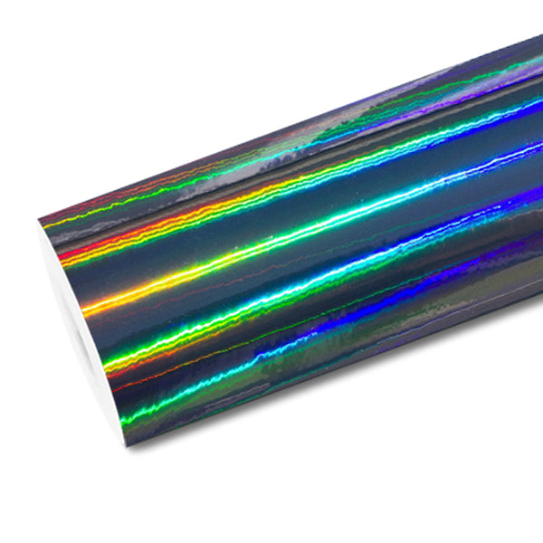 Mallcas™ Holographic Chrome Black Vinyl wrap (PET Liner)