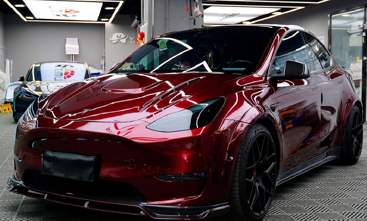 Mallcas™ Glossy Liquid Metallic Dragon Blood Red Vinyl Wrap (PET Liner)