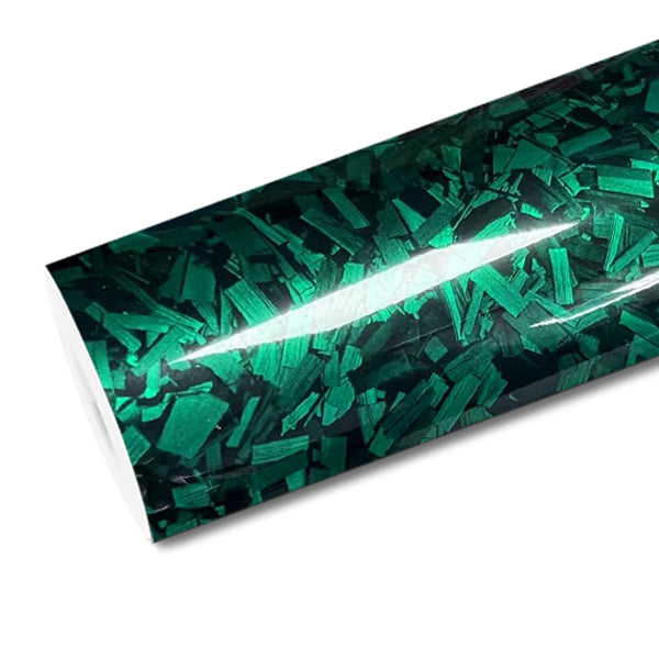 Mallcas™ Glossy Forging Carbon Green Vinyl Wrap (PET Liner)