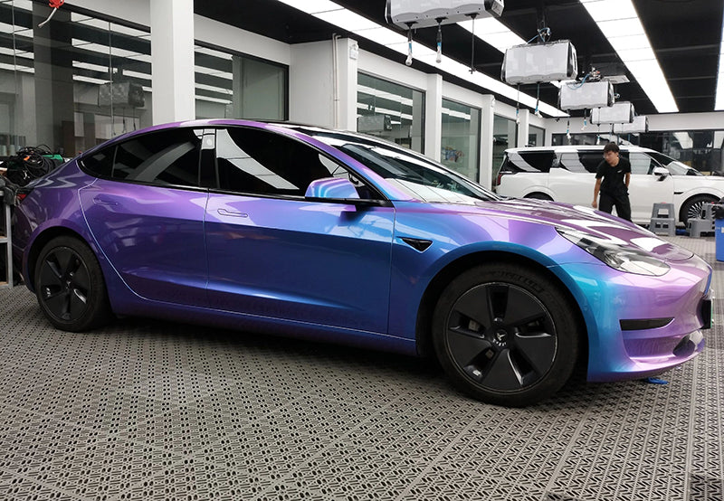 Mallcas™ Glossy Auroral Blue Purple Vinyl Wrap