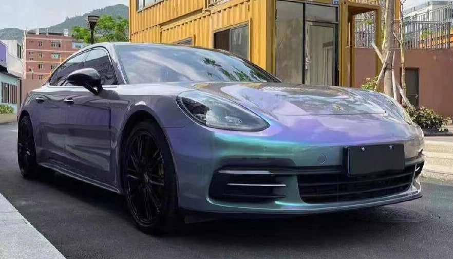Mallcas™ Glossy Dreamy Metallic Purple Green Vinyl Wrap (PET Liner)