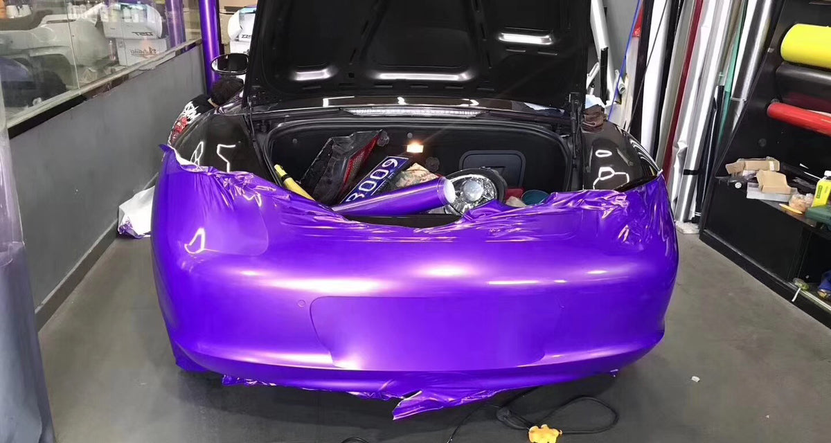 Mallcas™ Glossy Candy Metallic Neon Purple Vinyl Wrap (PET Liner)