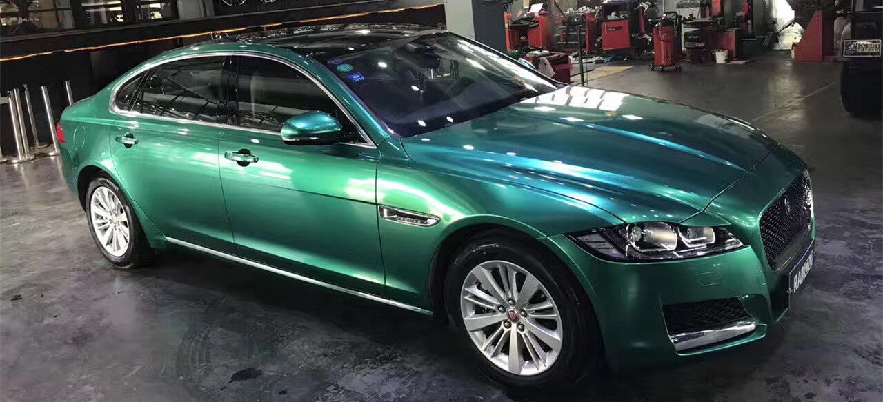 Mallcas™ Glossy Candy Metallic Neon Blackish Green Vinyl Wrap (PET Liner)