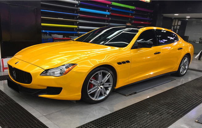 Mallcas™ Glossy Metallic Golden Yellow Vinyl Wrap (PET Liner)