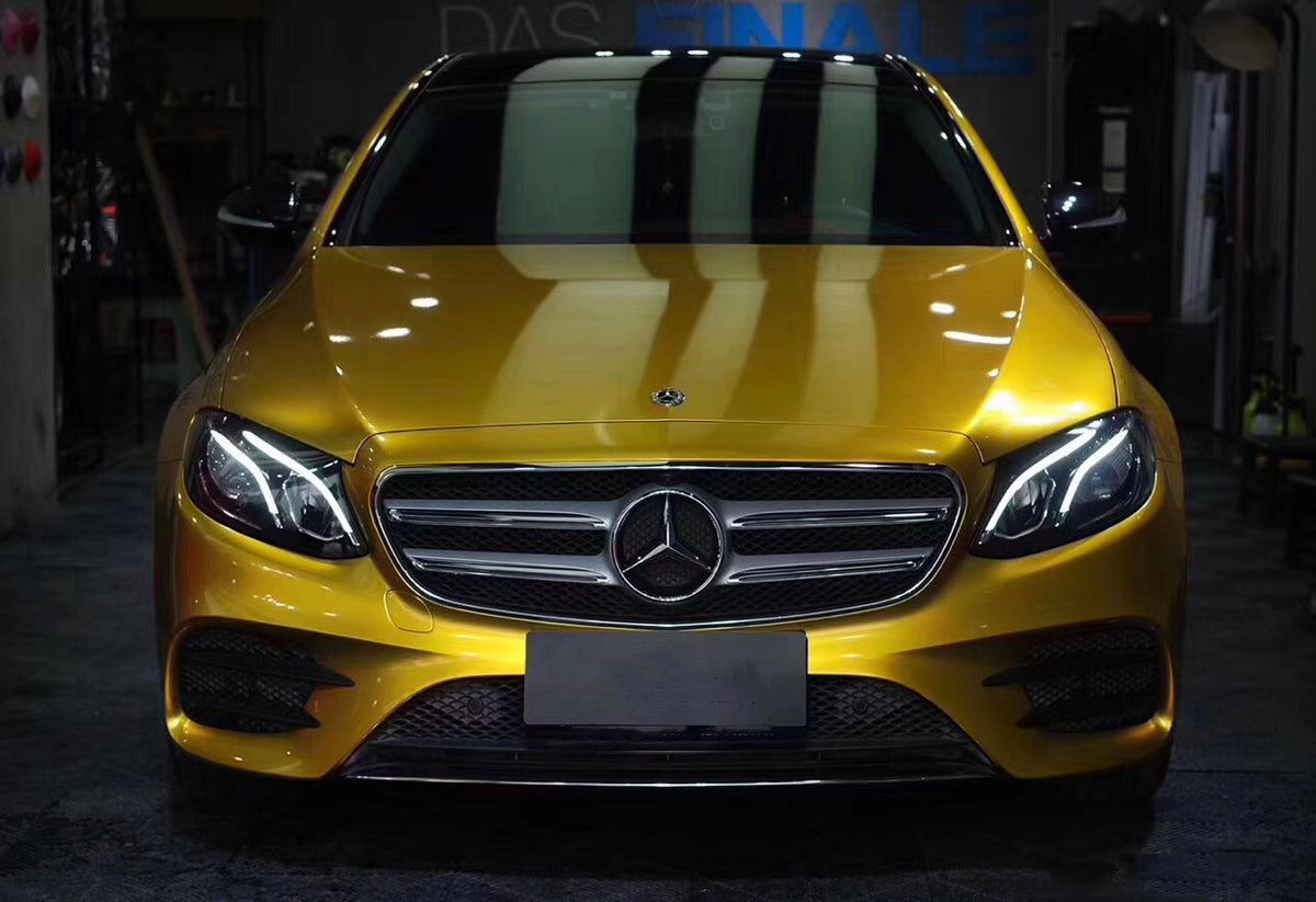 Mallcas™ Glossy Metallic Amber Gold Vinyl Wrap (PET Liner)