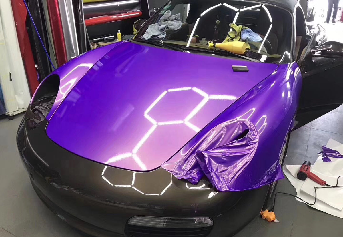 Mallcas™ Glossy Candy Metallic Neon Purple Vinyl Wrap (PET Liner)