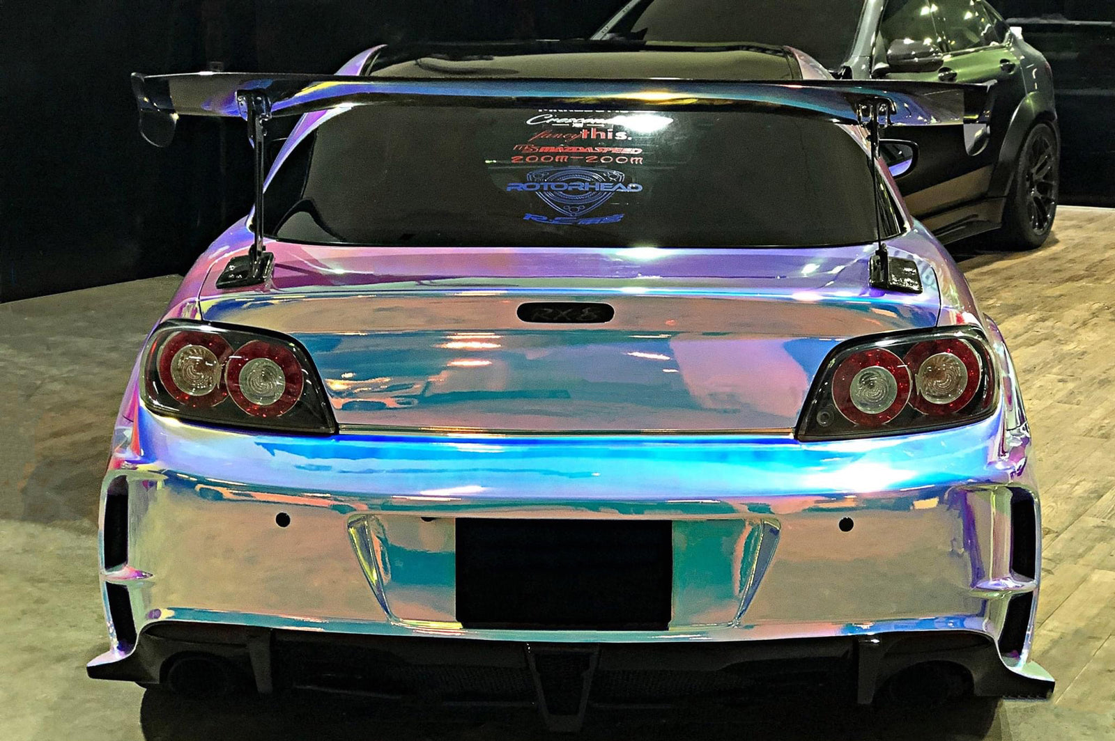 Mallcas™ Glossy Rainbow Chrome White Vinyl Wrap (PET Liner)