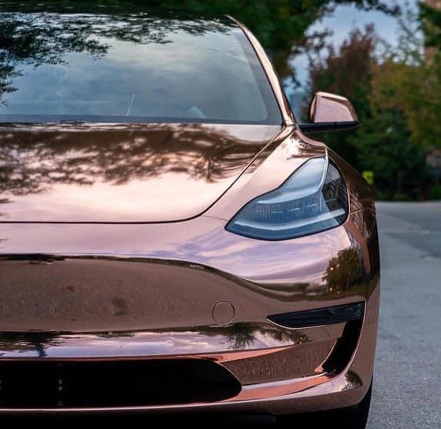 Mallcas™ Mirror Chrome Rose Gold Vinyl Wrap (PET Liner)