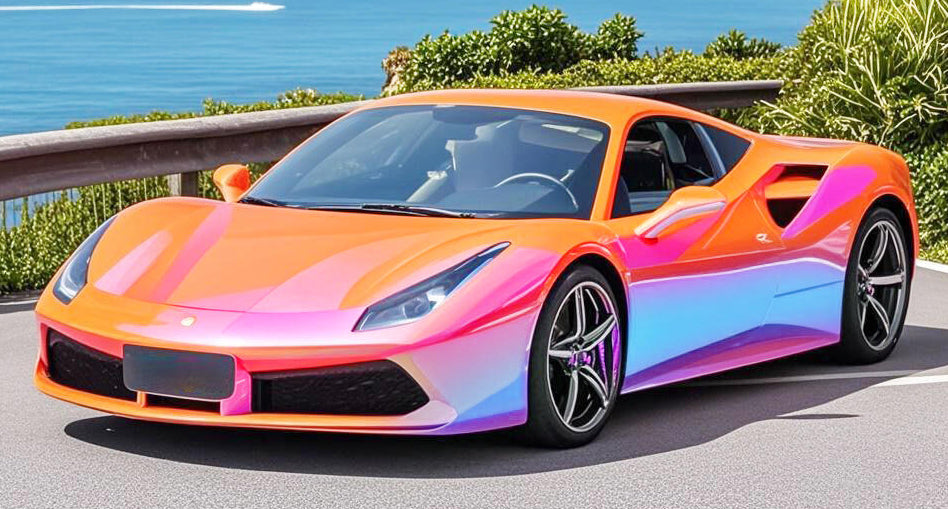 Mallcas™ Glossy Rainbow Chrome Red Vinyl Wrap (PET Liner)