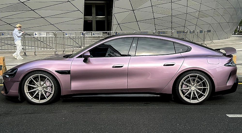 Mallcas™ Glossy Metallic Moisture Rose Pink Vinyl Wrap (PET Liner)