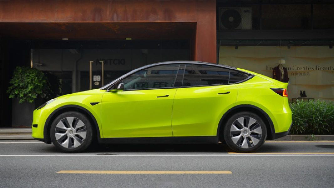 Mallcas™ Glossy Liquid Metallic Fluorescence Yellow Vinyl Wrap (PET Liner)