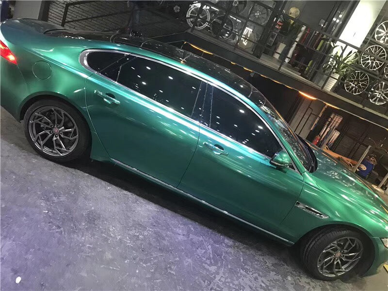 Mallcas™ Glossy Candy Metallic Neon Blackish Green Vinyl Wrap (PET Liner)