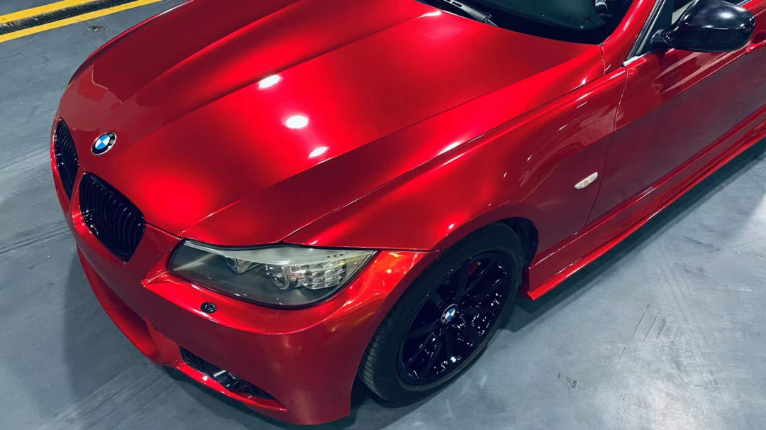 Mallcas™ Glossy Metallic Vampire Red Vinyl Wrap (PET Liner)
