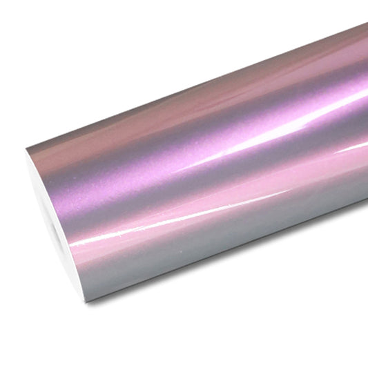 Mallcas™ Glossy Candy Metallic Gray Pink Vinyl Wrap (PET Liner)