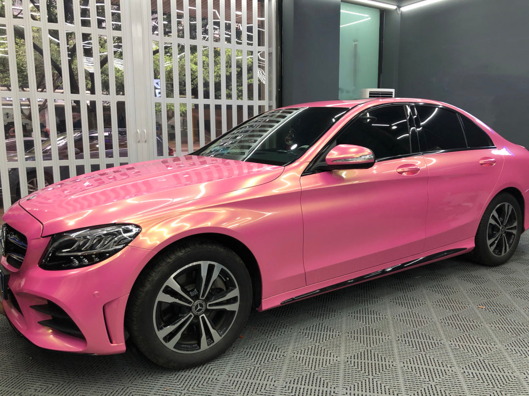 Mallcas™ Glossy Diamond Gold Pink Vinyl Wrap (PET Liner)