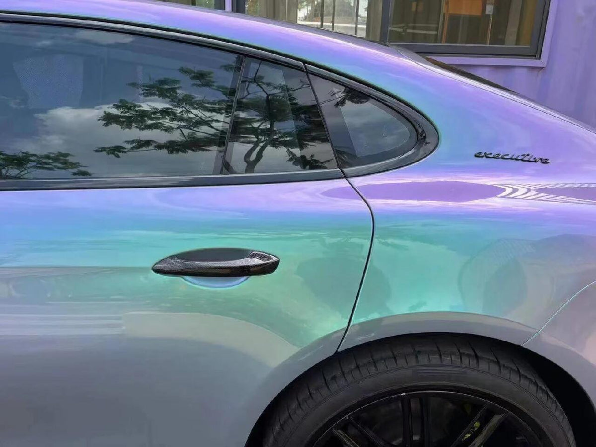 Mallcas™ Glossy Dreamy Metallic Purple Green Vinyl Wrap (PET Liner)