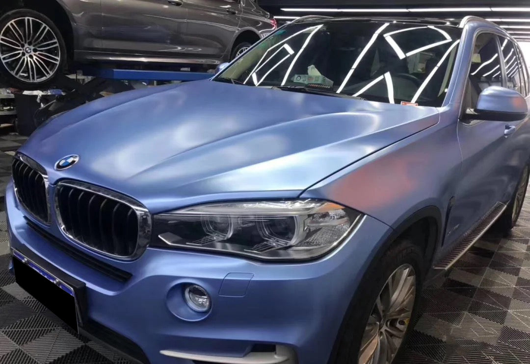 Mallcas™ Matte Pure Metal Mist Blue Vinyl Wrap (PET Liner)