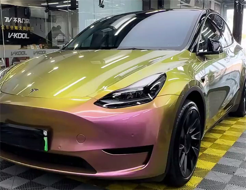 Mallcas™ Glossy Color Shift Lemon Peach Vinyl Wrap (PET Liner)