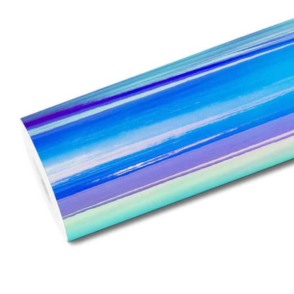 Mallcas™ Glossy Rainbow Chrome Blue Vinyl Wrap (PET Liner)