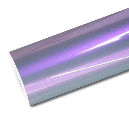 Mallcas™ Glossy Candy Metallic Gray Purple Vinyl Wrap (PET Liner)