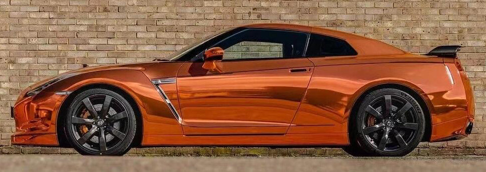 Mallcas™ Mirror Chrome Orange Vinyl Wrap (PET Liner)