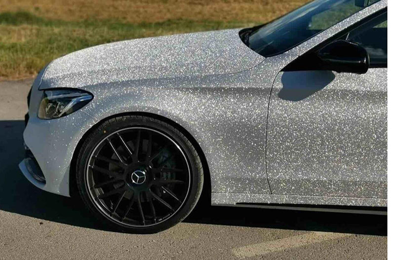 Mallcas™  Super Matte Diamonds Silver Vinyl Wrap (PET Liner)