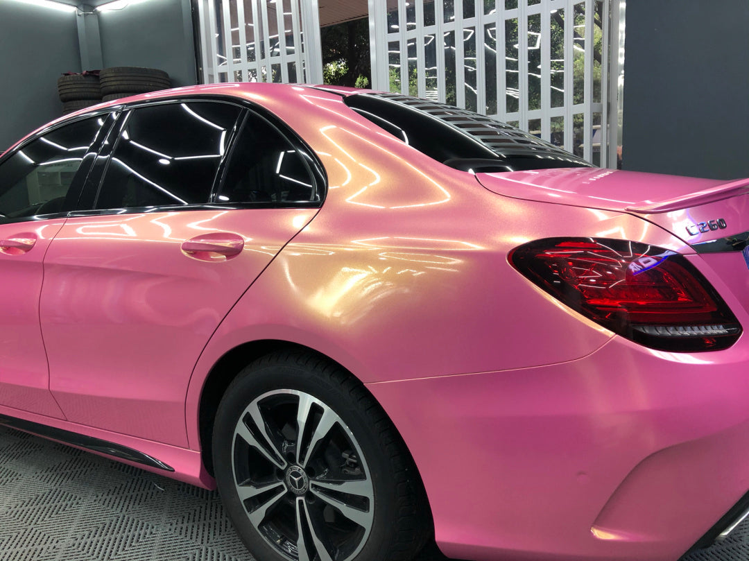 Mallcas™ Glossy Diamond Gold Pink Vinyl Wrap (PET Liner)