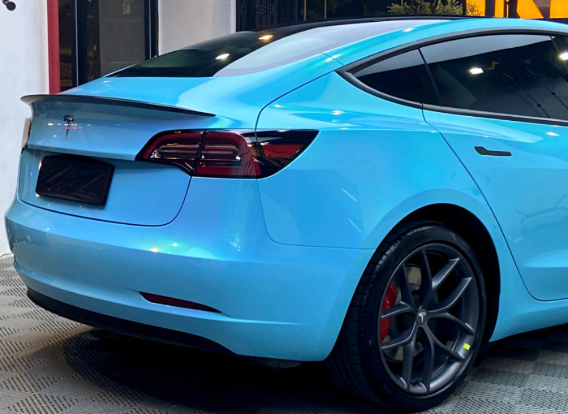 Mallcas™ Glossy Candy Metallic Neon Sky Blue Vinyl Wrap (PET Liner)