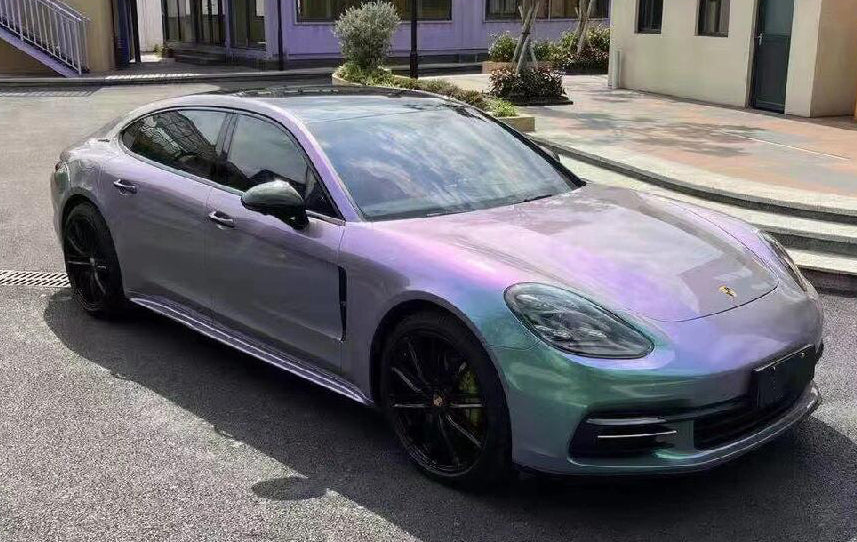 Mallcas™ Glossy Dreamy Metallic Purple Green Vinyl Wrap (PET Liner)