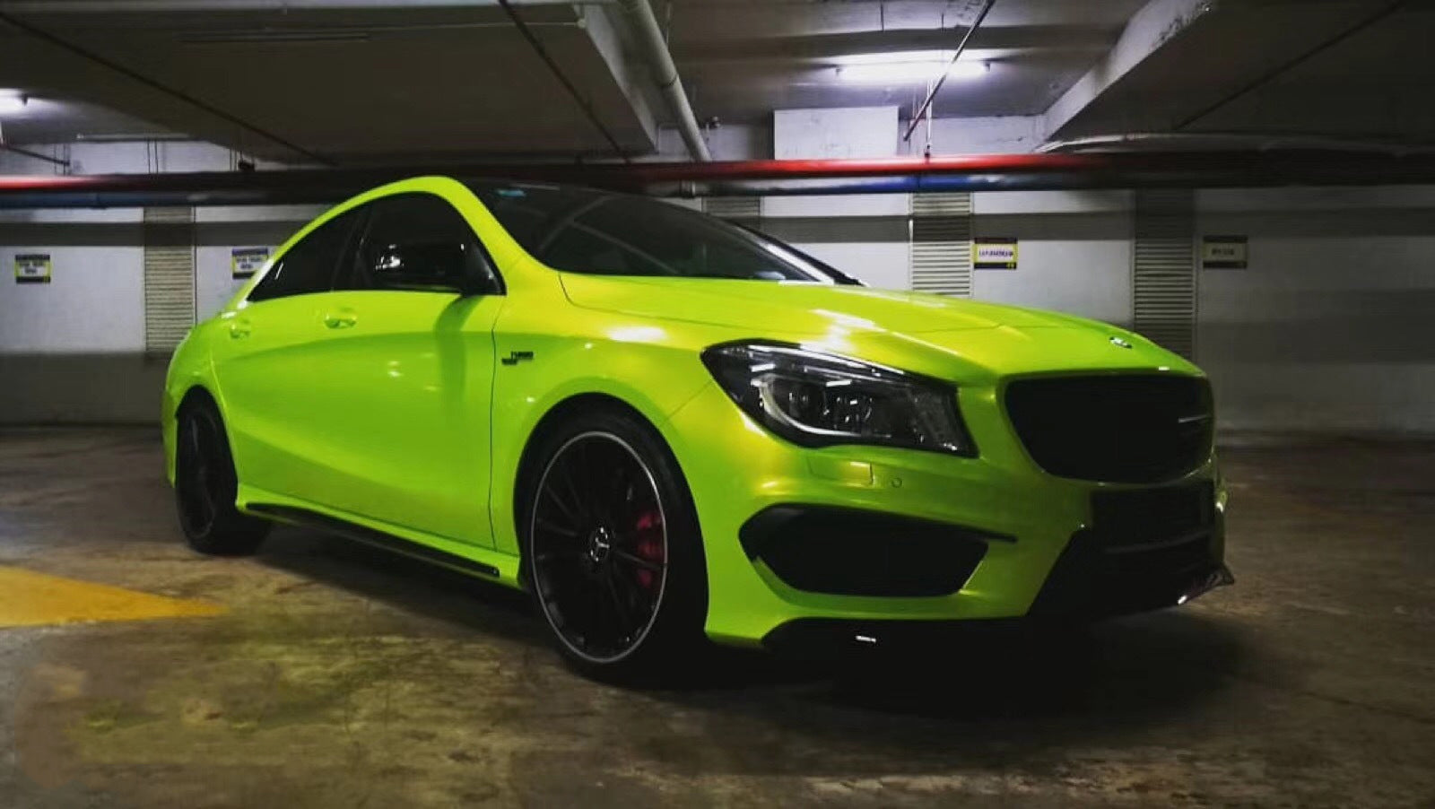 Mallcas™ Glossy Candy Metallic Neon Yellow Vinyl Wrap (PET Liner)