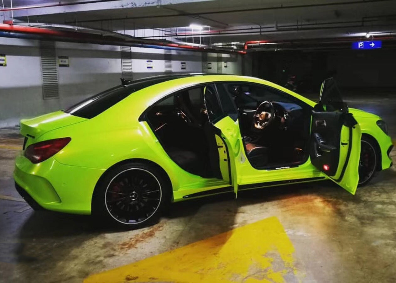 Mallcas™ Glossy Candy Metallic Neon Yellow Vinyl Wrap (PET Liner)