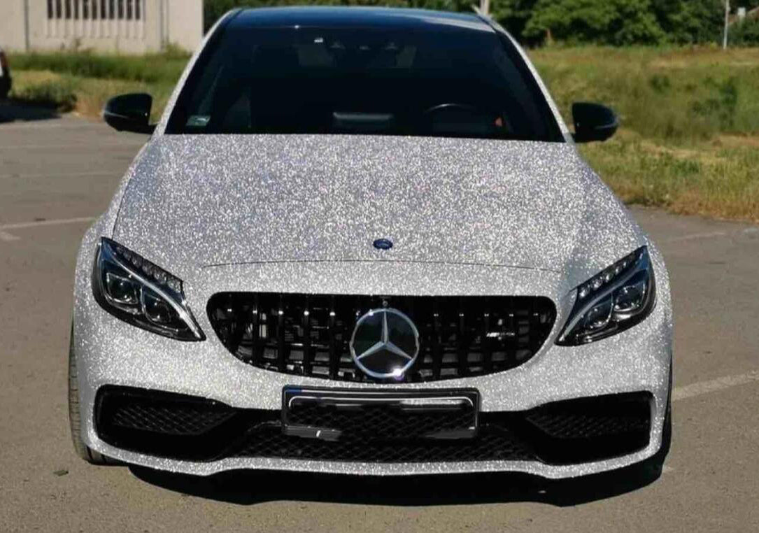 Mallcas™  Super Matte Diamonds Silver Vinyl Wrap (PET Liner)