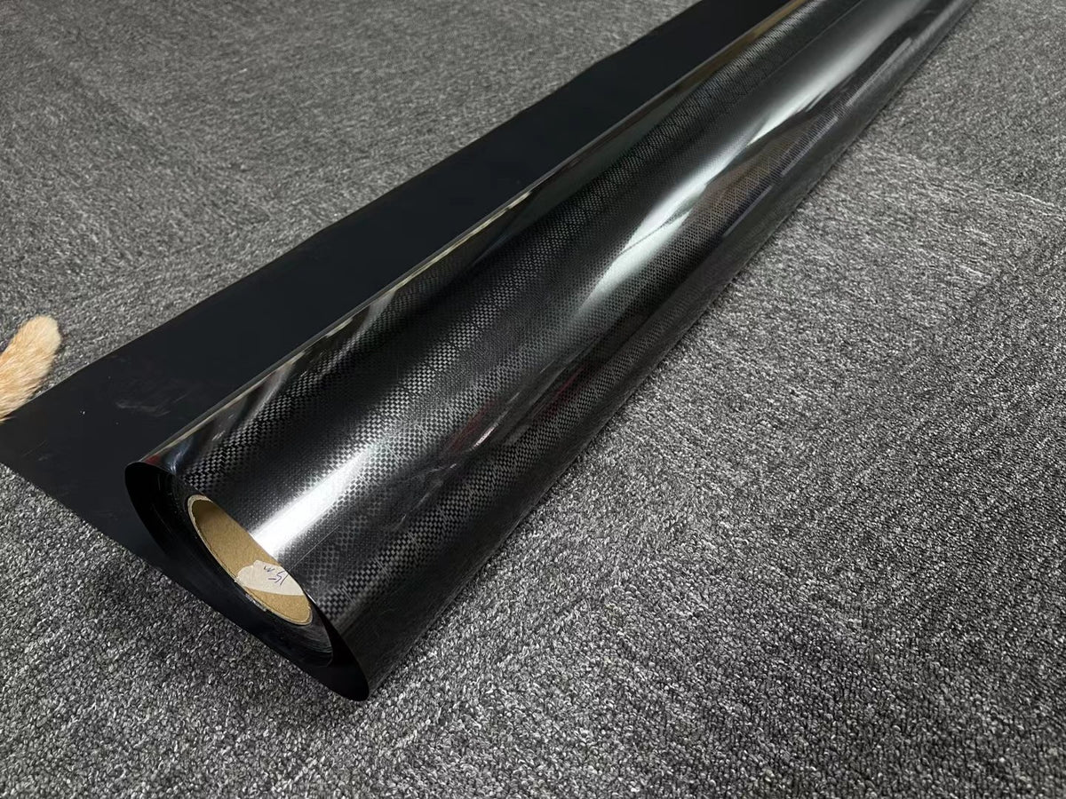Mallcas™ Semi Matte Lozenge Black Carbon Fiber Vinyl Wrap (PET Liner)