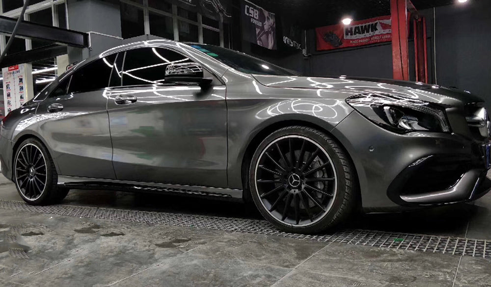 Mallcas™ Glossy Metallic  Wolfram Steel Vinyl Wrap (PET Liner)