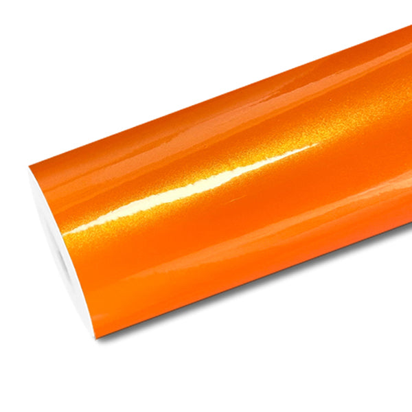 Mallcas™ Glossy Candy Metallic Neon Orange Vinyl Wrap (PET Liner)