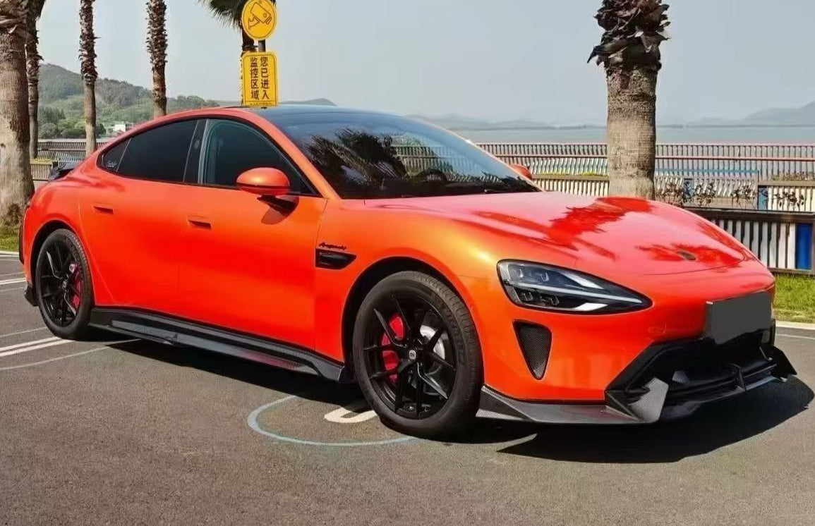 Mallcas™ Glossy Metallic Lava Red Orange Vinyl Wrap (PET Liner)